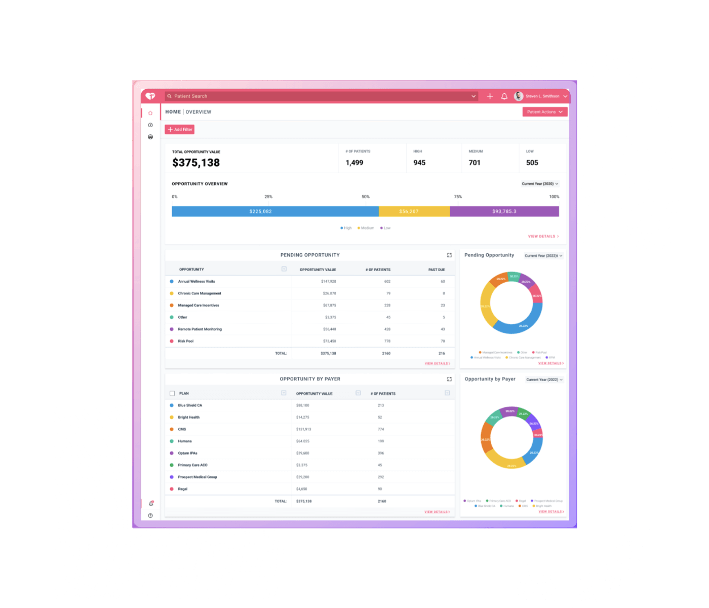 image of software showing all of the different payer options