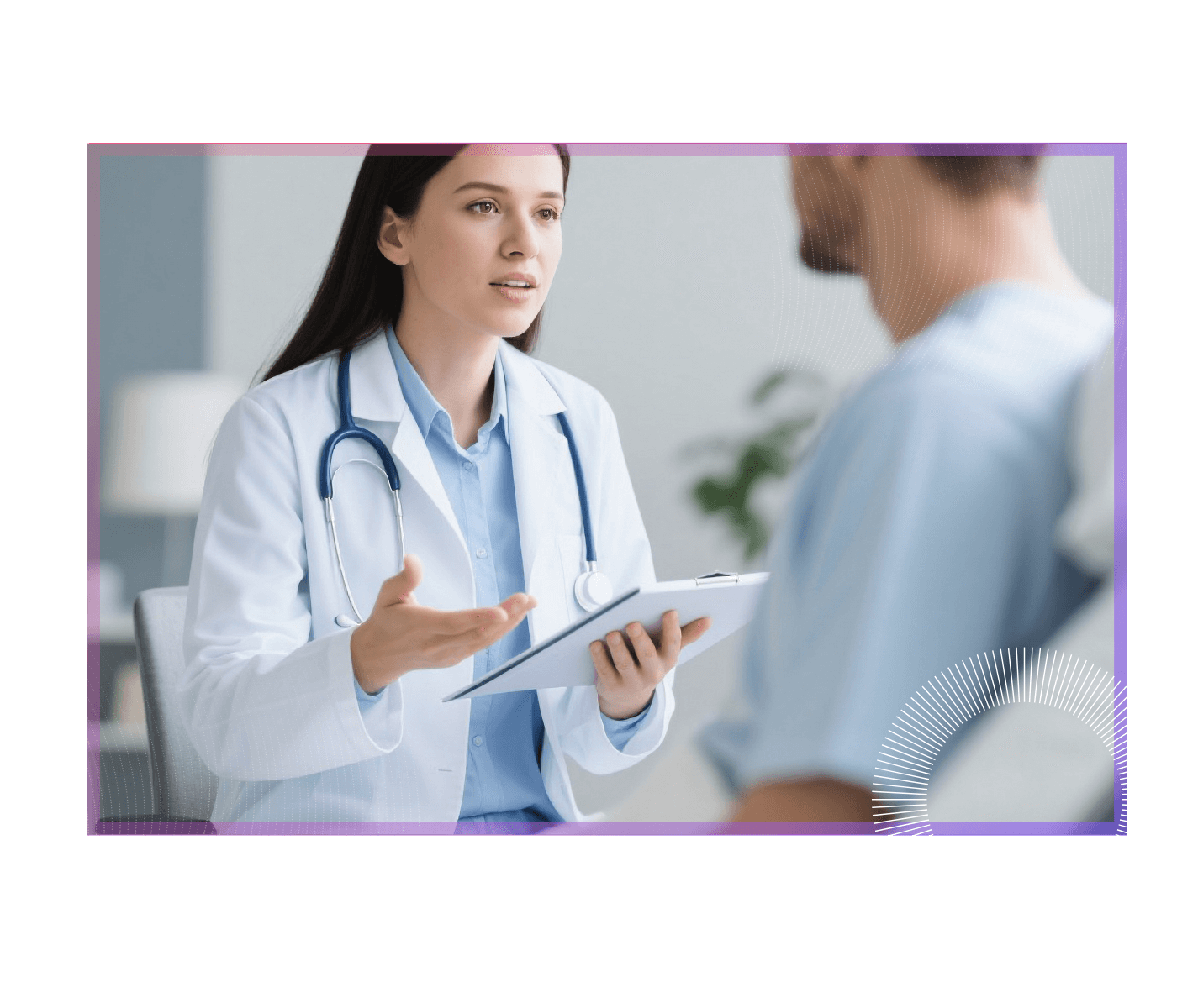 Doctor talking to patient explaining results