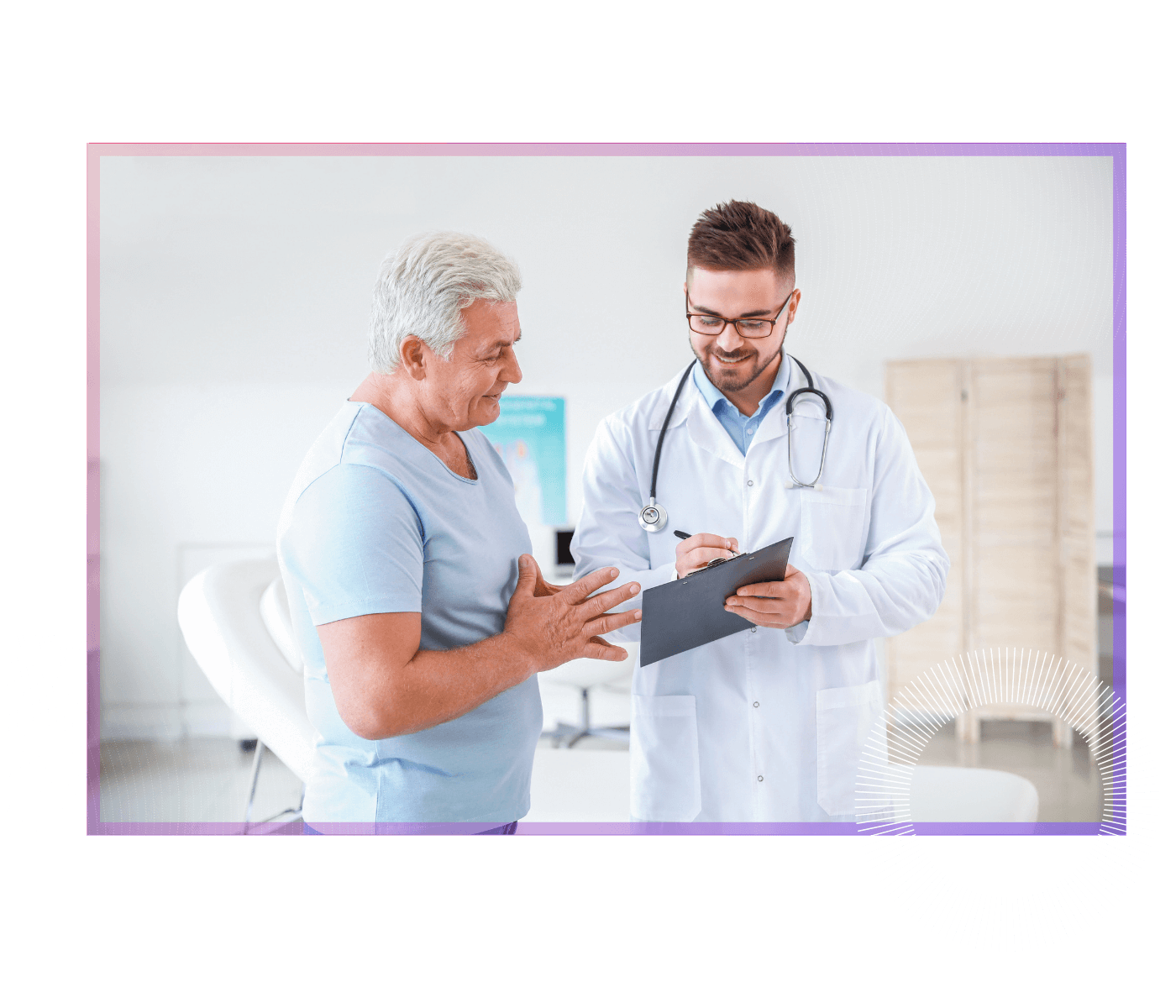 Doctor explaining test results to patient in office