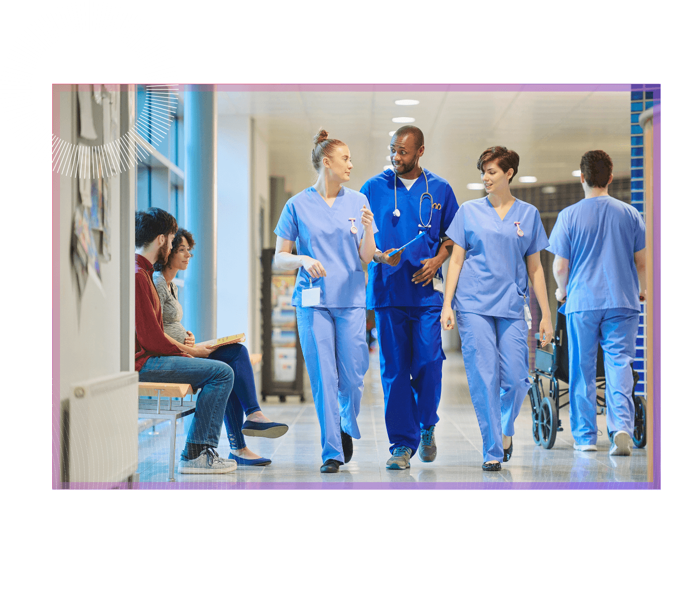 Group of doctors walking in a hospital