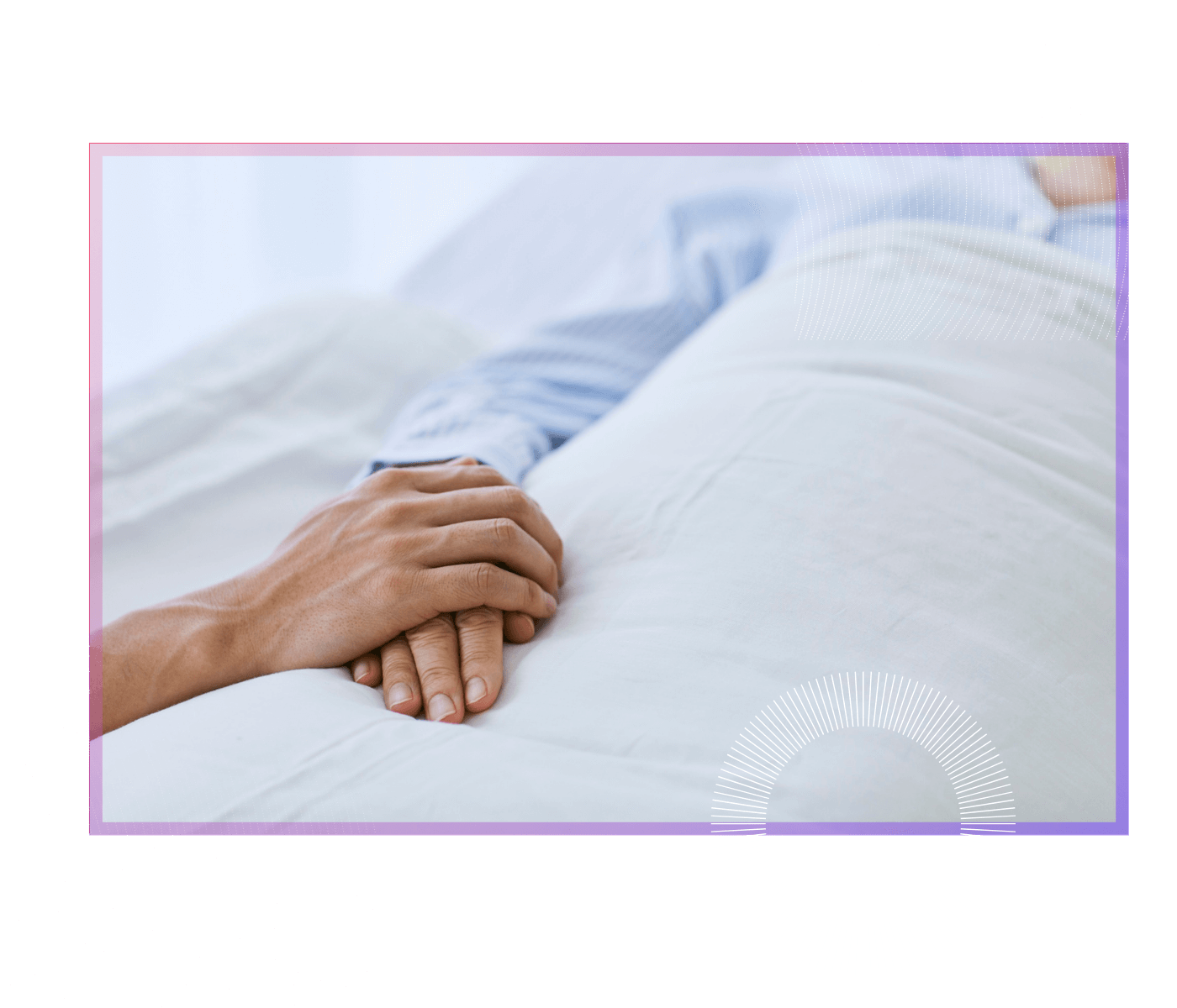 Nurses talking to patient in bed in hospital